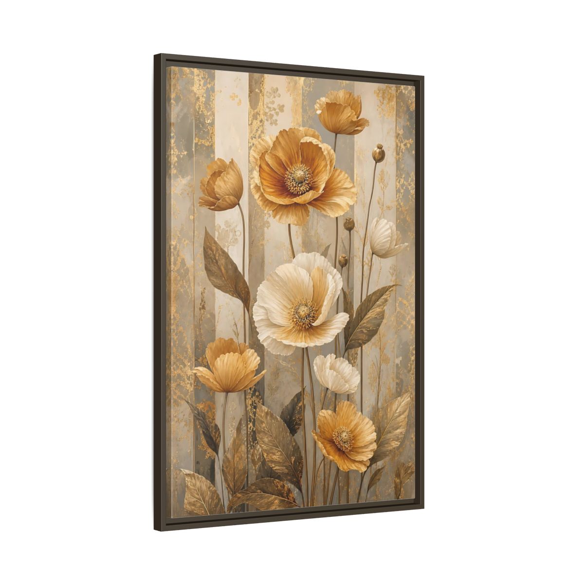 Main Mockup. Floral Poppy Flowers Gold Poppy Floral shown as stretched canvas wall art