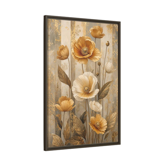 Main Mockup. Floral Poppy Flowers Gold Poppy Floral shown as stretched canvas wall art