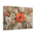 Side Mockup 4. Floral Poppy Orange And White shown as stretched canvas wall art