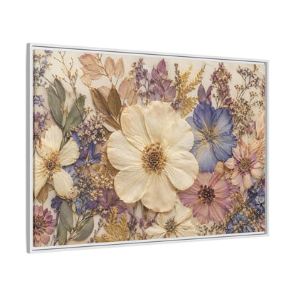 Side Mockup 7. Floral Pressed Flowers Pastel Floral shown as stretched canvas wall art