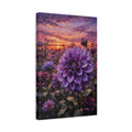 Side Mockup 4. Floral Purple Dahlia Purple Dahlia Sunset shown as stretched canvas wall art