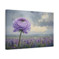 Side Mockup 4. Floral Purple Flower Purple Floral Rainy shown as stretched canvas wall art