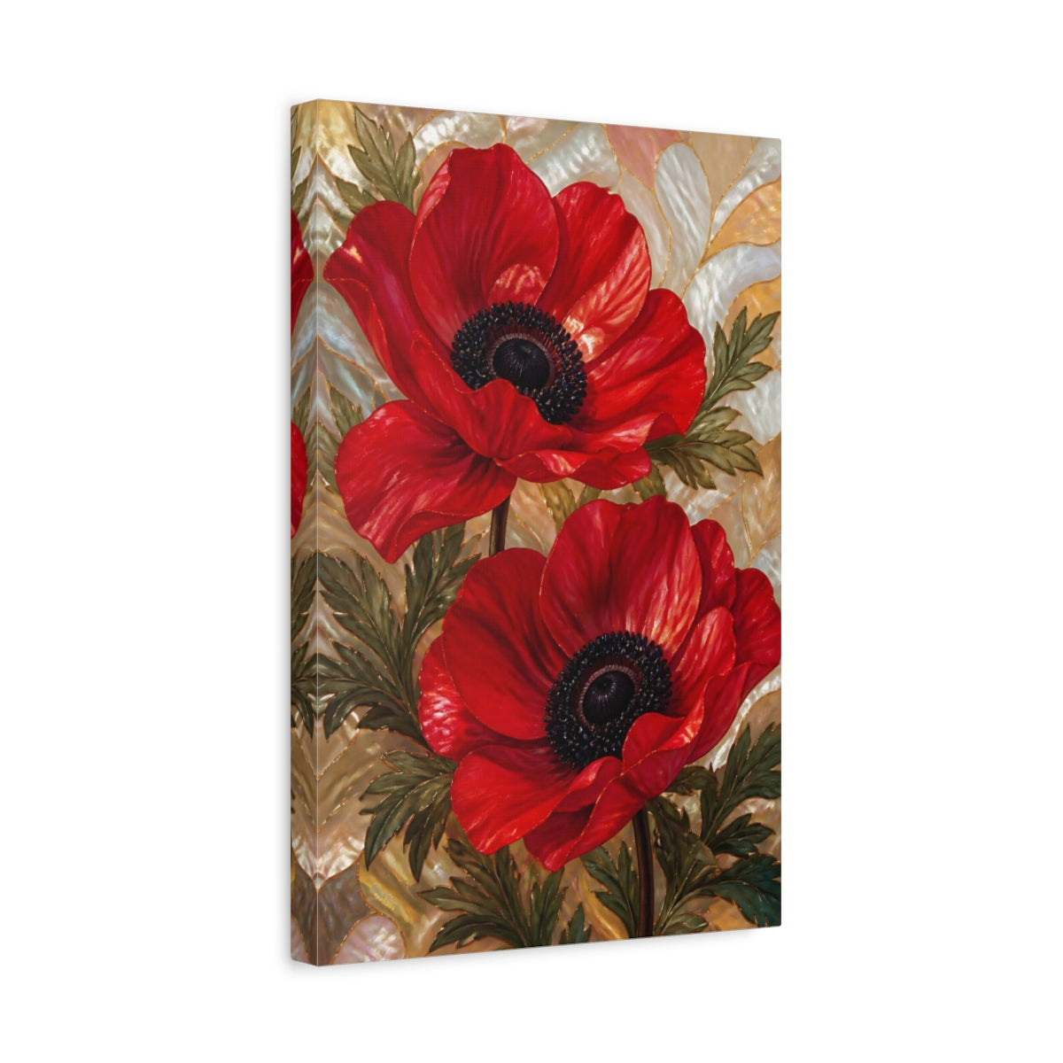 Side Mockup 4. Floral Red Anemone Bloom shown as canvas print