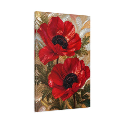 Side Mockup 2. Floral Red Anemone Bloom shown as canvas print