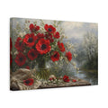 Side Mockup 4. Floral Red Anemones Red Floral shown as stretched canvas wall art
