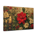 Side Mockup 4. Floral Red Camellia Red Floral Candle shown as stretched canvas wall art