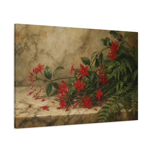 Main Mockup. Floral Red Flowers Red Flowers Botanical shown as stretched canvas wall art