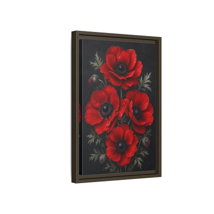 Side Mockup 5. Floral Red Poppies Red Poppies shown as stretched canvas wall art