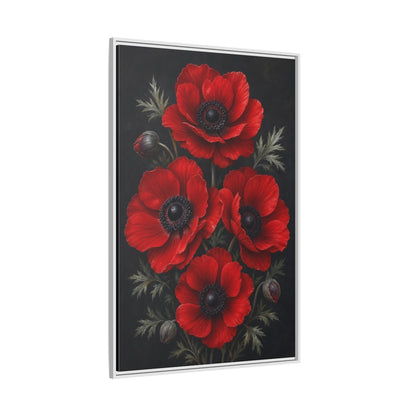 Side Mockup 7. Floral Red Poppies Red Poppies shown as stretched canvas wall art