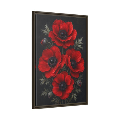Side Mockup 11. Floral Red Poppies Red Poppies shown as stretched canvas wall art