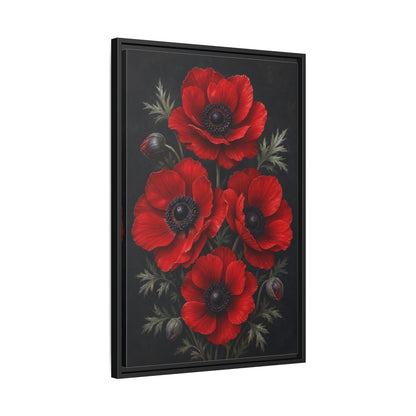 Side Mockup 14. Floral Red Poppies Red Poppies shown as stretched canvas wall art