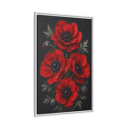 Side Mockup 9. Floral Red Poppies Red Poppies shown as stretched canvas wall art