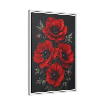 Side Mockup 10. Floral Red Poppies Red Poppies shown as stretched canvas wall art