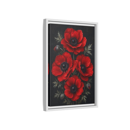 Side Mockup 4. Floral Red Poppies Red Poppies shown as stretched canvas wall art