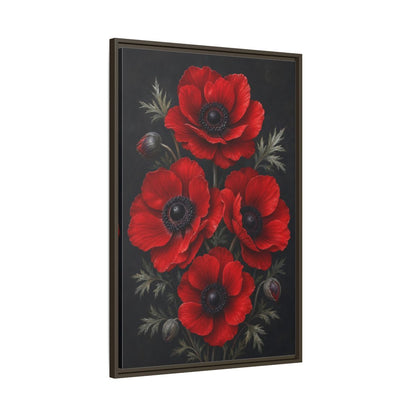 Main Mockup. Floral Red Poppies Red Poppies shown as stretched canvas wall art