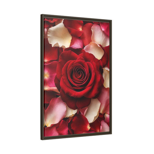 Main Mockup. Floral Red Rose Red And Pink Floral shown as stretched canvas wall art
