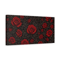 Side Mockup 3. Floral Red Roses Red And Black Floral shown as stretched canvas wall art