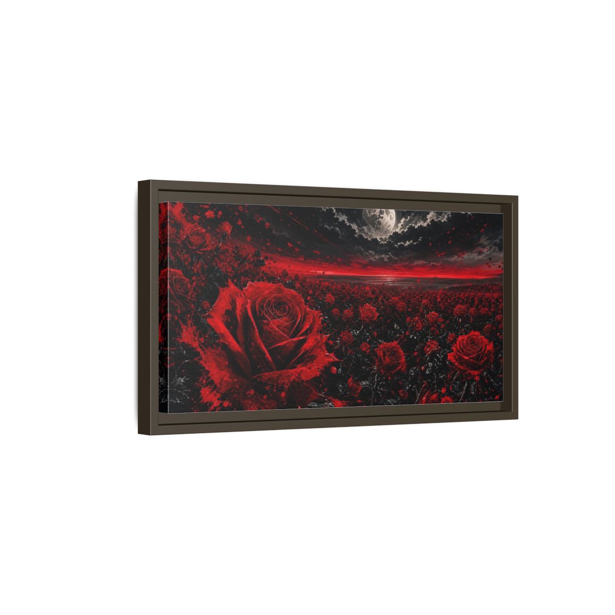 Side Mockup 7. Floral Red Roses Red And Black Roses shown as stretched canvas wall art