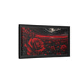 Side Mockup 8. Floral Red Roses Red And Black Roses shown as stretched canvas wall art