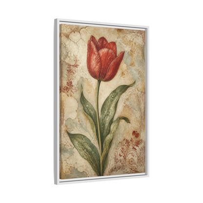 Side Mockup 10. Floral Red Tulip Study shown as framed canvas print