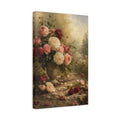 Side Mockup 4. Floral Rose Bouquet Pink And Red Roses shown as stretched canvas wall art