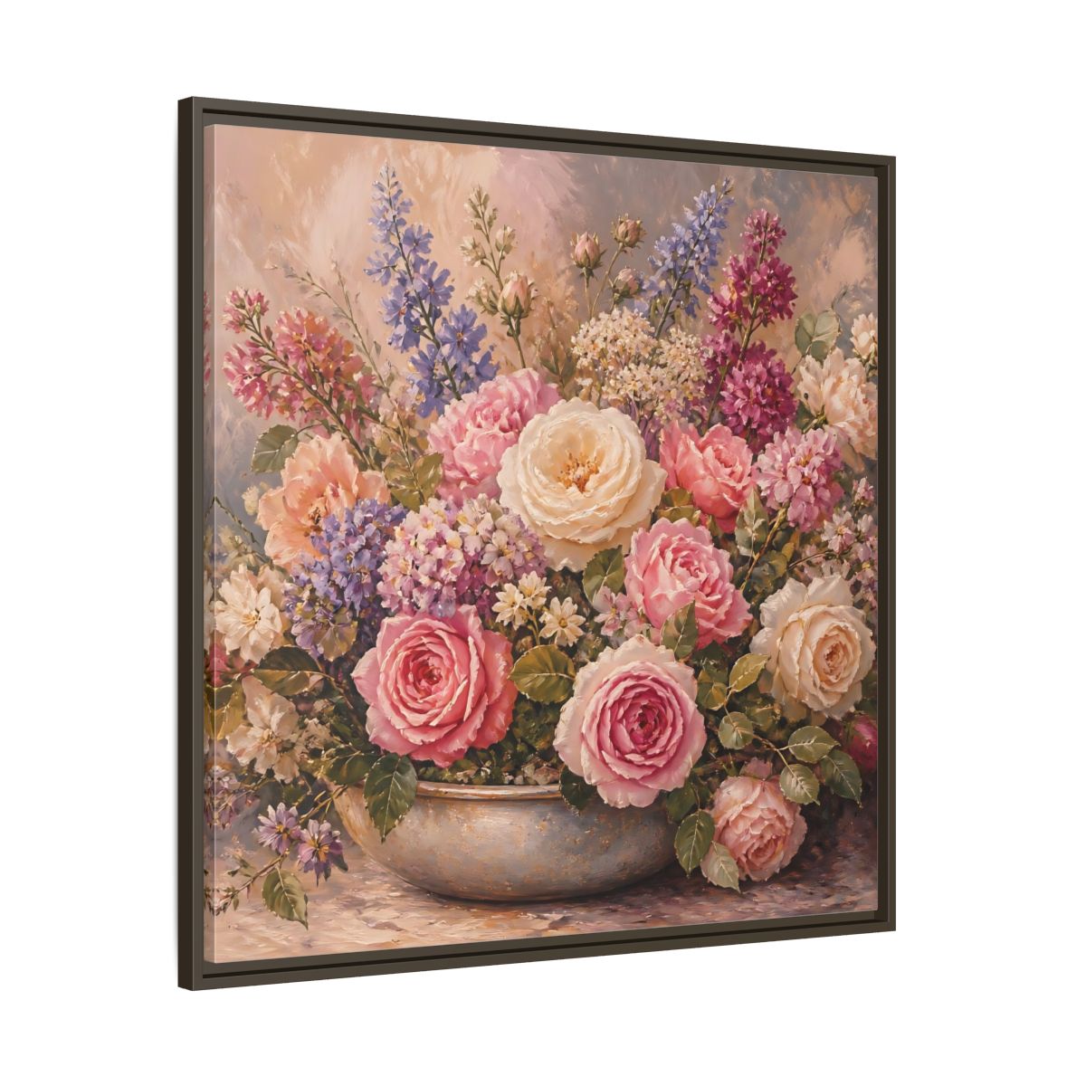 Main Mockup. Floral Roses Pastel Floral shown as stretched canvas wall art
