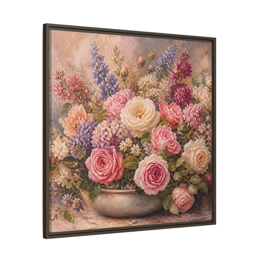 Main Mockup. Floral Roses Pastel Floral shown as stretched canvas wall art