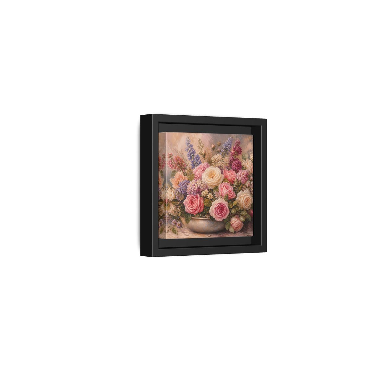 Side Mockup 24. Floral Roses Pastel Floral shown as stretched canvas wall art