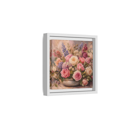 Side Mockup 1. Floral Roses Pastel Floral shown as stretched canvas wall art