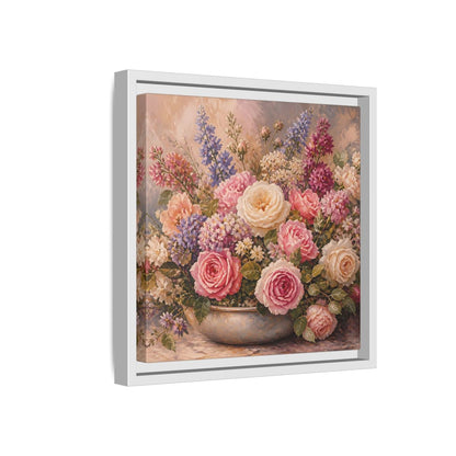 Side Mockup 16. Floral Roses Pastel Floral shown as stretched canvas wall art