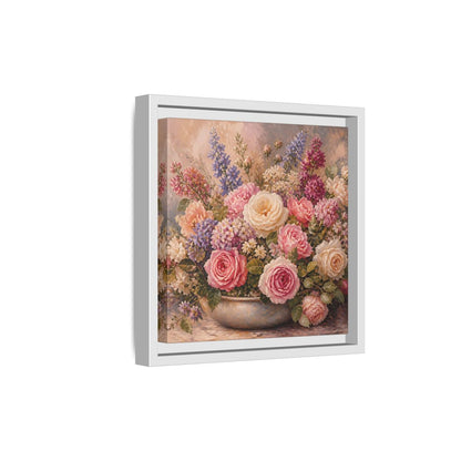 Side Mockup 19. Floral Roses Pastel Floral shown as stretched canvas wall art