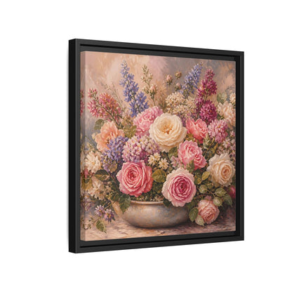 Side Mockup 15. Floral Roses Pastel Floral shown as stretched canvas wall art