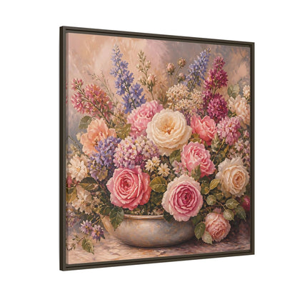 Side Mockup 5. Floral Roses Pastel Floral shown as stretched canvas wall art