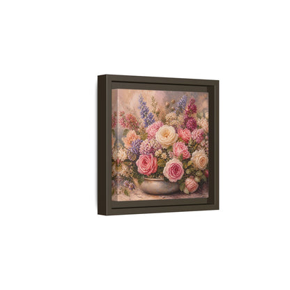 Side Mockup 2. Floral Roses Pastel Floral shown as stretched canvas wall art