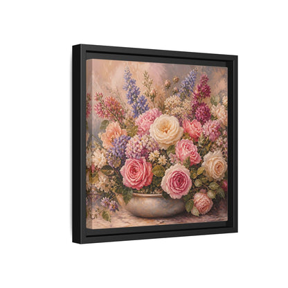 Side Mockup 18. Floral Roses Pastel Floral shown as stretched canvas wall art