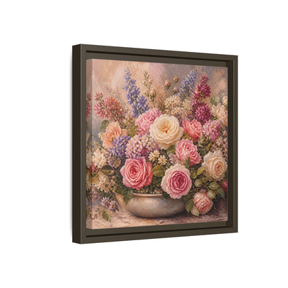 Side Mockup 17. Floral Roses Pastel Floral shown as stretched canvas wall art
