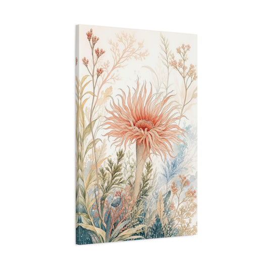 Main Mockup. Floral Sea Anemone Coral Botanical shown as stretched canvas wall art