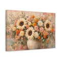 Side Mockup 4. Floral Sunflowers Dahlias Floral Bouquet shown as stretched canvas wall art
