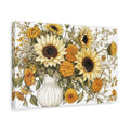 Side Mockup 4. Floral Sunflowers Yellow Floral shown as stretched canvas wall art