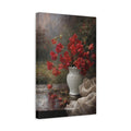 Side Mockup 4. Floral Sweet Peas Red Floral shown as stretched canvas wall art
