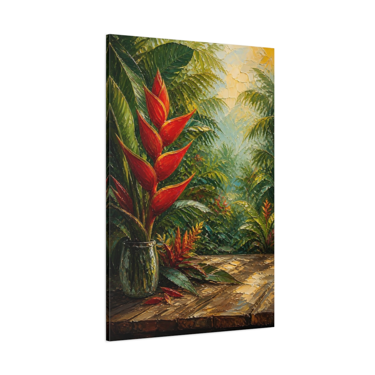 Side Mockup 1. Floral Tropical Flower Tropical Floral shown as stretched canvas wall art