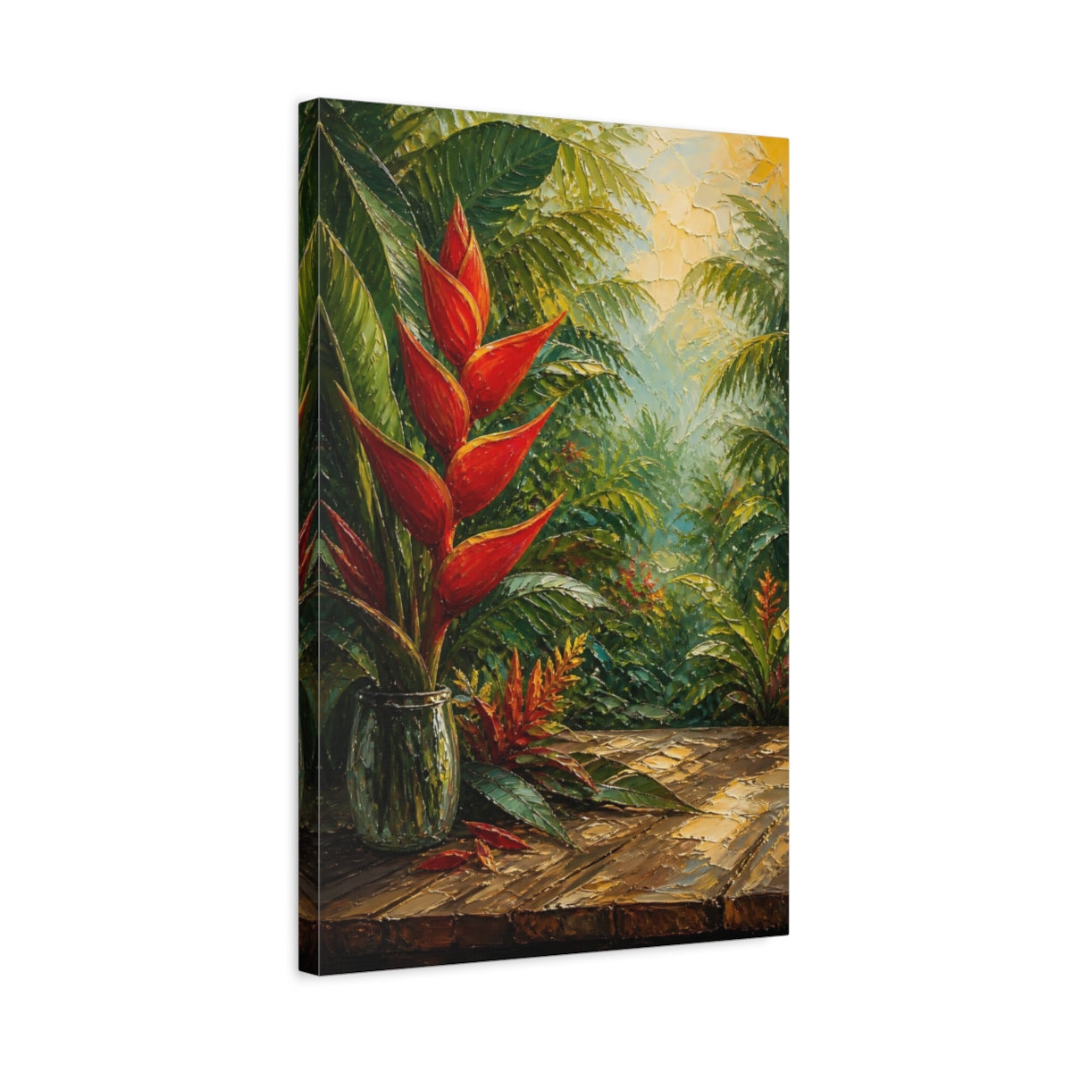 Side Mockup 3. Floral Tropical Flower Tropical Floral shown as stretched canvas wall art