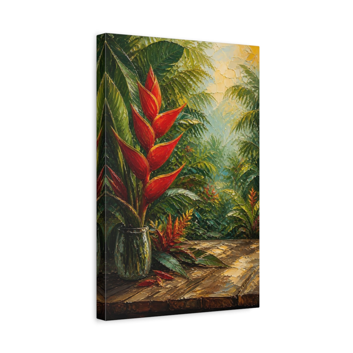 Side Mockup 4. Floral Tropical Flower Tropical Floral shown as stretched canvas wall art