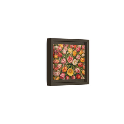 Side Mockup 23. Floral Tulips Colorful Tulips shown as stretched canvas wall art