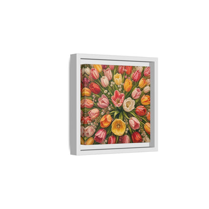 Side Mockup 1. Floral Tulips Colorful Tulips shown as stretched canvas wall art