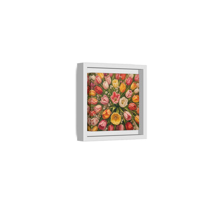 Side Mockup 22. Floral Tulips Colorful Tulips shown as stretched canvas wall art