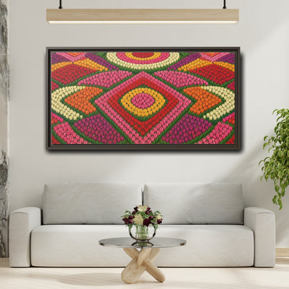 Mockup 2. Floral Tulips Colorful Tulips shown as stretched canvas wall art