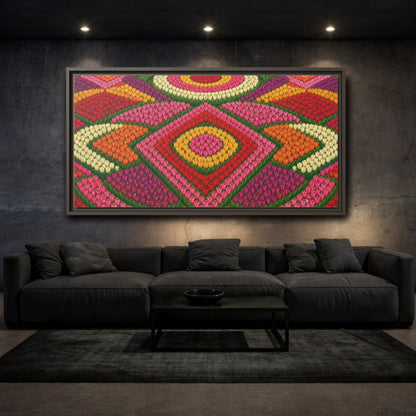 Mockup 3. Floral Tulips Colorful Tulips shown as stretched canvas wall art