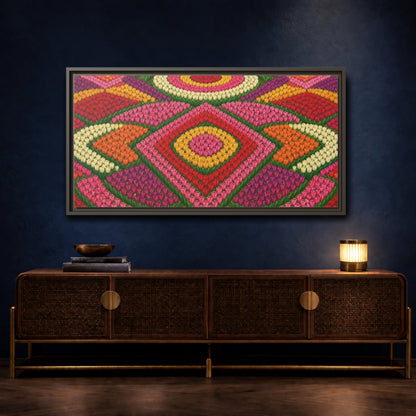 Mockup 4. Floral Tulips Colorful Tulips shown as stretched canvas wall art