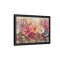 Side Mockup 6. Floral Vibrant Flowers Pink And Gold Floral shown as stretched canvas wall art